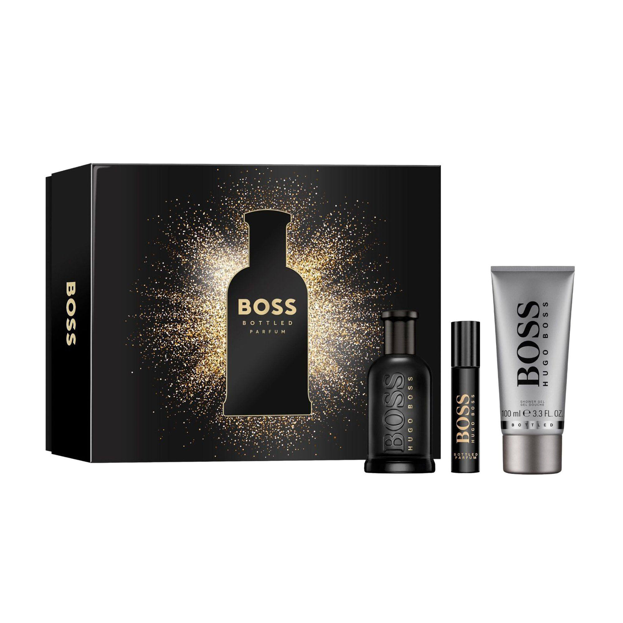 Парфумований набір чоловічий Hugo Boss Bottled Parfum (парфуми, 100 мл + парфуми, 10 мл + гель для душу, 100 мл)